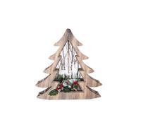 (CHRISTMAS TREE) Wood Effect Christmas Tree or Star 38cm with Warm White LEDS
