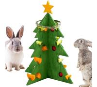 Christmas Tree - Wooden Christmas Hay, Toy Rack for Small Pets, Interactive Chew Puzzle Frame, Seasonal Habitat Accent, Ornament