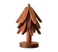 Christmas Tree Wooden Trivet Set, Natural Beech Wood Trivets+Stand, Heat Resistant Non-Slip Trivets for Hot Dishes, Pans & Teapots, Kitchen Counter Decor Dining Table Protector (Walnut-3PCS)