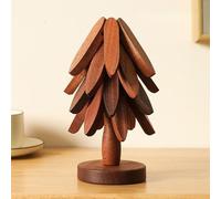 Christmas Tree Wooden Trivets and Coasters Set, Christmas Tree Shaped Trivet Set with 3/4/5 Wooden Trivets & 1 Stand, Heat Resistant & Non-Slip Woode-n Coasters for Hot Pots and Dishes