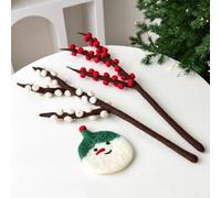 Christmas Tree Wool Felt Ornament with Snowman Motif, Hanging and Coaster Dual Use, Designed for Seasonal Decorative and Functional Needs (Snowman Coaster)