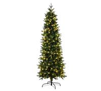 Christmas Tree World | 12ft Artificial Pre-lit Ultra Slim Mixed Pine | Natural and Realistic Look with Bushy and Luxury Quality PVC Tips | Easy to Assemble and Take Down | 120cm Diameter