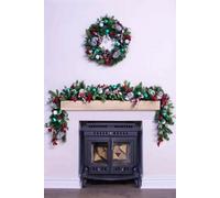 Christmas Tree World 180Cm Decorated Mixed Pine Garland With Tartan Bows