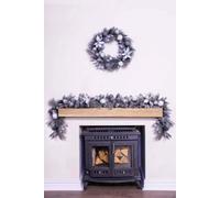 Christmas Tree World 180Cm Decorated Silver Mixed Pine Garland With White Poinsettia