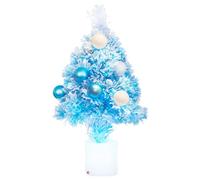 Christmas Tree World | 2ft Artificial Baby Blue LED Fibre Optic Tree | Bushy and Luxury Quality PVC Tips, Flocked | Easy to Assemble and Take Down | 35cm Diameter