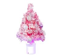 Christmas Tree World | 2ft Artificial Baby Pink LED Fibre Optic Tree | Bushy and Luxury Quality PVC Tips, Flocked | Easy to Assemble and Take Down | 35cm Diameter