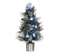 Christmas Tree World | 3ft Artificial Pre-lit Snowy LED Frosted Pine | Natural and Realistic Look with Bushy and Luxury Quality PVC Tips | Easy to Assemble and Take Down | 45cm Diameter