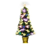 Christmas Tree World | 3ft Artificial Vesuvius Fir Fibre Optic Tree | Bushy and Luxury Quality PVC Tips, Warm White Lighting | Easy to Assemble and Take Down | 45cm Diameter