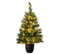 Christmas Tree World | 4ft Artificial Pre-lit Majestic Dew Pine | Natural and Realistic Look with Bushy and Luxury Quality PVC Tips | Easy to Assemble and Take Down | 60cm Diameter | Potted | Outdoor