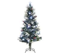 Christmas Tree World | 4ft Artificial Pre-lit Snowy LED Frosted Pine | Natural and Realistic Look with Bushy and Luxury Quality PVC Tips | Easy to Assemble and Take Down | 50cm Diameter