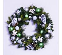 Christmas Tree World 50Cm Decorated Mixed Pine Wreath With Baubles Berries & Bows