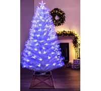 Christmas Tree World | 5ft Artificial White Blue Ripple Effect Fibre Optic Tree | Bushy and Luxury Quality PVC Tips | Easy to Assemble and Take Down | 70cm Diameter
