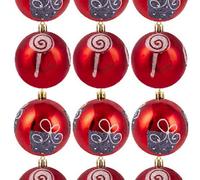 Christmas Tree World 6Cm Hand Painted Shatterproof Bauble Design 8 (12 Pack)
