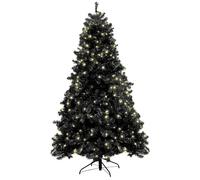 Christmas Tree World | 6ft Artificial Pre-lit Black Iridescence Pine | Bushy and Luxury Quality PVC Tips | Easy to Assemble and Take Down | 102cm Diameter