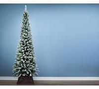 Christmas Tree World | 6ft Artificial Unlit Snowy Pencil Tree | Natural and Realistic Look with Bushy and Luxury Quality PVC Tips | Easy to Assemble and Take Down | 60cm Diameter