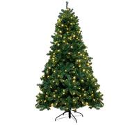 Christmas Tree World | 7ft Artificial Pre-lit Arbor Vitae | Natural and Realistic Look with Bushy and Luxury Quality PVC Tips | Easy to Assemble and Take Down | 128cm Diameter