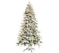 Christmas Tree World | 7ft Artificial Pre-lit Snowy Alpine | Natural and Realistic Look with Bushy and Luxury Quality PVC Tips | Easy to Assemble and Take Down | 106cm Diameter