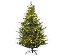 Christmas Tree World | 7ft Artificial Pre-lit Ultra Mountain Pine | Natural and Realistic Look with Bushy and Luxury Quality PVC Tips | Easy to Assemble and Take Down | 140cm Diameter