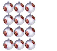 Christmas Tree World 8Cm Hand Painted Shatterproof Bauble Design 39 (12 Pack)