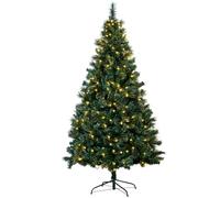 Christmas Tree World | 8ft Artificial Pre-lit Majestic Dew Pine | Natural and Realistic Look with Bushy and Luxury Quality PVC Tips | Easy to Assemble and Take Down | 122cm Diameter