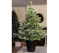 Christmas Tree World | Artificial Unlit Cairngorm Pine and battery-operated lights bundle | Natural and Realistic Look | 4ft/120cm with white lights