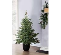 Christmas Tree World | Artificial Unlit Cairngorm Pine and battery-operated lights bundle | Natural and Realistic Look | 3ft/90cm with warm white lights