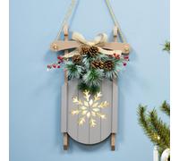Christmas Tree World Battery-Operated 55Cm Grey Decorative Wooden Sled - Snowflake Design