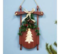 Christmas Tree World Battery-Operated 55Cm Red Decorative Wooden Sled - Tree Design