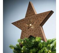 Christmas Tree World Brown Battery-Powered Star Tree Topper - Star Scene