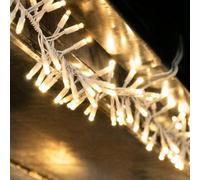 Christmas Tree World Crownvine 15M Cluster Lights Starter Set - 750 Leds Warm White - White Rubber Cable