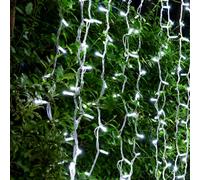 Christmas Tree World Crownvine 3M X 2M Curtain Lights Starter Set - 600 Leds Bright White - White Rubber Cable