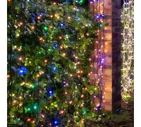 Christmas Tree World Crownvine 3M X 2M Curtain Lights Starter Set - 600 Leds Multicolour - Black Rubber Cable