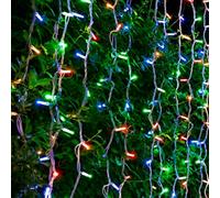 Christmas Tree World Crownvine 4M X 2M Curtain Lights Starter Set - 800 Leds Multicolour - White Rubber Cable