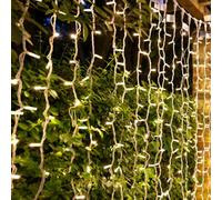 Christmas Tree World Crownvine 5M X 2M Curtain Lights Starter Set - 1000 Leds Warm White - White Rubber Cable