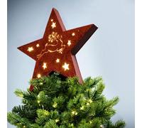 Christmas Tree World Red Battery-Powered Star Tree Topper - Reindeer & Stars Scene