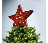 Christmas Tree World Red Battery-Powered Star Tree Topper - Tree & Stars Scene