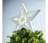 Christmas Tree World Silver Battery-Powered Star Tree Topper - Snowflake Scene