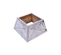 Christmas Tree World | Small Wooden Christmas Tree Skirt | Fits 4ft-6ft trees | White & Gold