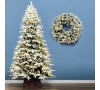 Christmas Tree World The 10Ft/300Cm Pre-Lit Snowy Alpine Tree With Warm White Lights