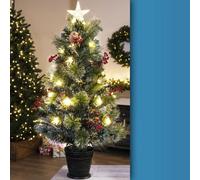 Christmas Tree World The 3Ft/90Cm Frosted Led Pine Fibre Optic Tree