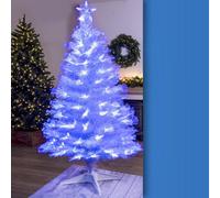 Christmas Tree World The 4Ft/120Cm White Blue Ripple Effect Fibre Optic Tree