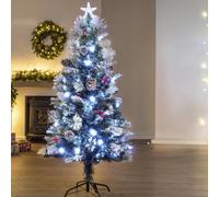 Christmas Tree World The 5Ft/150Cm Snowy Led Frosted Pine Fibre Optic Tree
