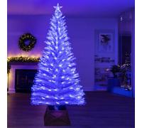 Christmas Tree World The 7Ft/210Cm White Blue Ripple Effect Fibre Optic Tree