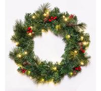 Christmas Tree World The Pre-Lit 60Cm Majestic Dew Pine Wreath