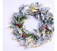 Christmas Tree World The Pre-Lit 60Cm Snowy Alpine Wreath