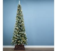Christmas Tree World The Pre-Lit 6Ft/180Cm Snowy Pencil Tree
