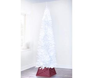 Christmas Tree World | The White Pencil Christmas Tree 5ft Pre-lit with 250 Bright White LED lights | Bushy and Luxury Quality PVC Tips | Easy to Assemble and Take Down