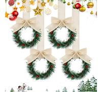 Christmas Tree Wreaths for Front Door | 4-Piece Pendant Decorations | Christmas Red Berries and Bows Tree Decorations,For Indoor Outdoor Wall Window Living Room Stove Party Wedding Country House