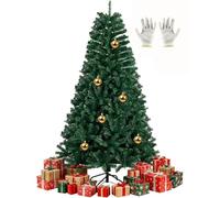 Christmas Trees 6FT/1.8M, 800 Branch Tips Bushy Xmas Tree, Easy to Install Fake Christmas Trees 6 FT, Green Artificial Christmas Tree 6 Foot, with Metal Stand, Gloves, 6 Gold Balls for Indoor, Outdoor