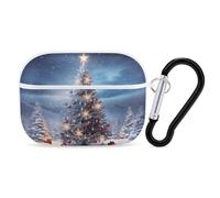 Christmas Trees Airpod Pro Case AirPods 2 Case for Women Hard Shell Protective Cover with Carabiner Keychain Compatible with AirPods Case 2nd 1st Generation, Front LED Visible White